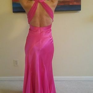Backless pink mermaid style formal gown
